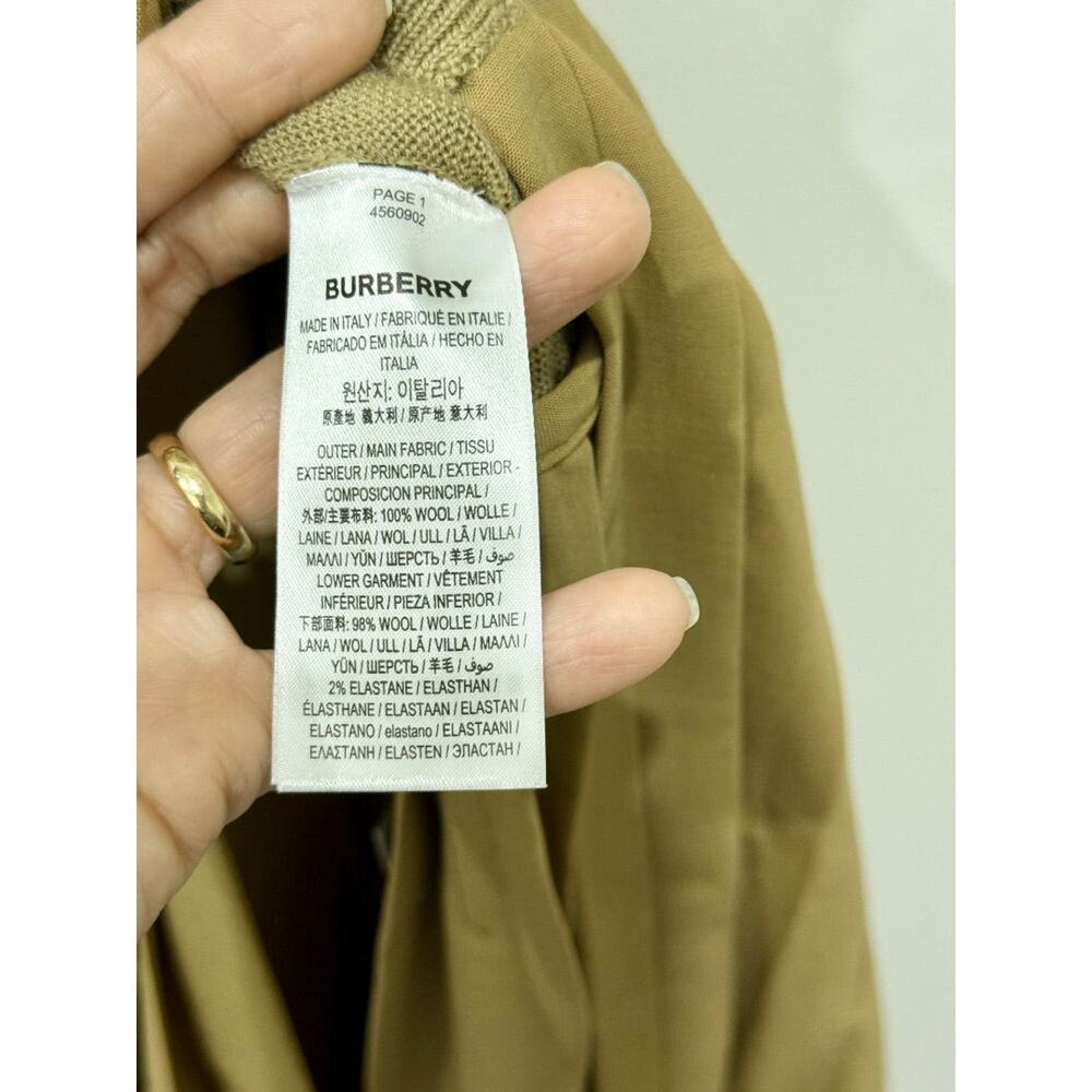 NWT Burberry 100% Wool Sleveless V-Neck Pleated A-Line Midi Dress Light Brown S - Picture 8 of 8